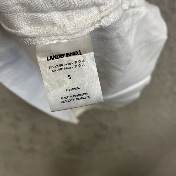 NEW Lands' End Women's S White Linen/Viscose Tunic Top 3/4 Sleeve Split Neck - Picture 7 of 10